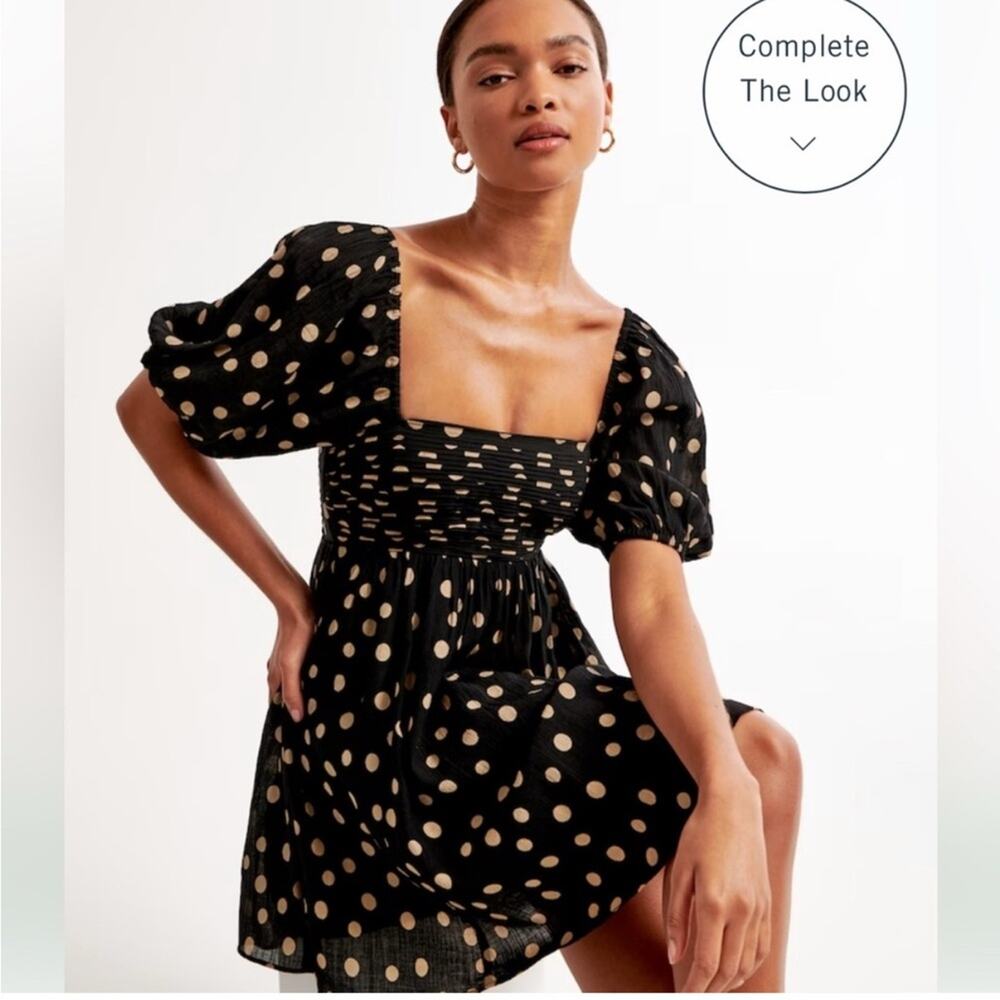 NEW Abercrombie & Fitch Emerson Ruched Puff Sleeve‎ Dress